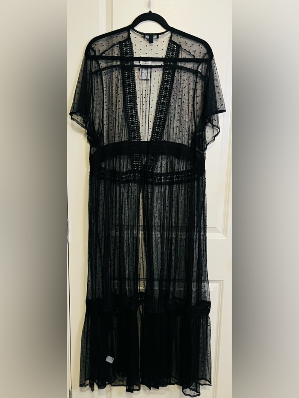 Torrid NWT Button Waist Mesh Dot Maxi Kimono Size 3 / 3X / 22-24 - Picture 7 of 8
